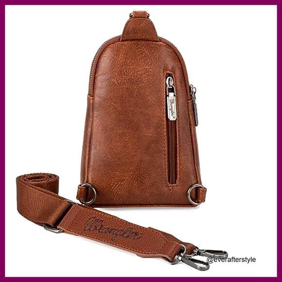 Leather Crossbody Sling Bag Adjustable Strap Compact Travel Purse Fanny Pack - Picture 4 of 7